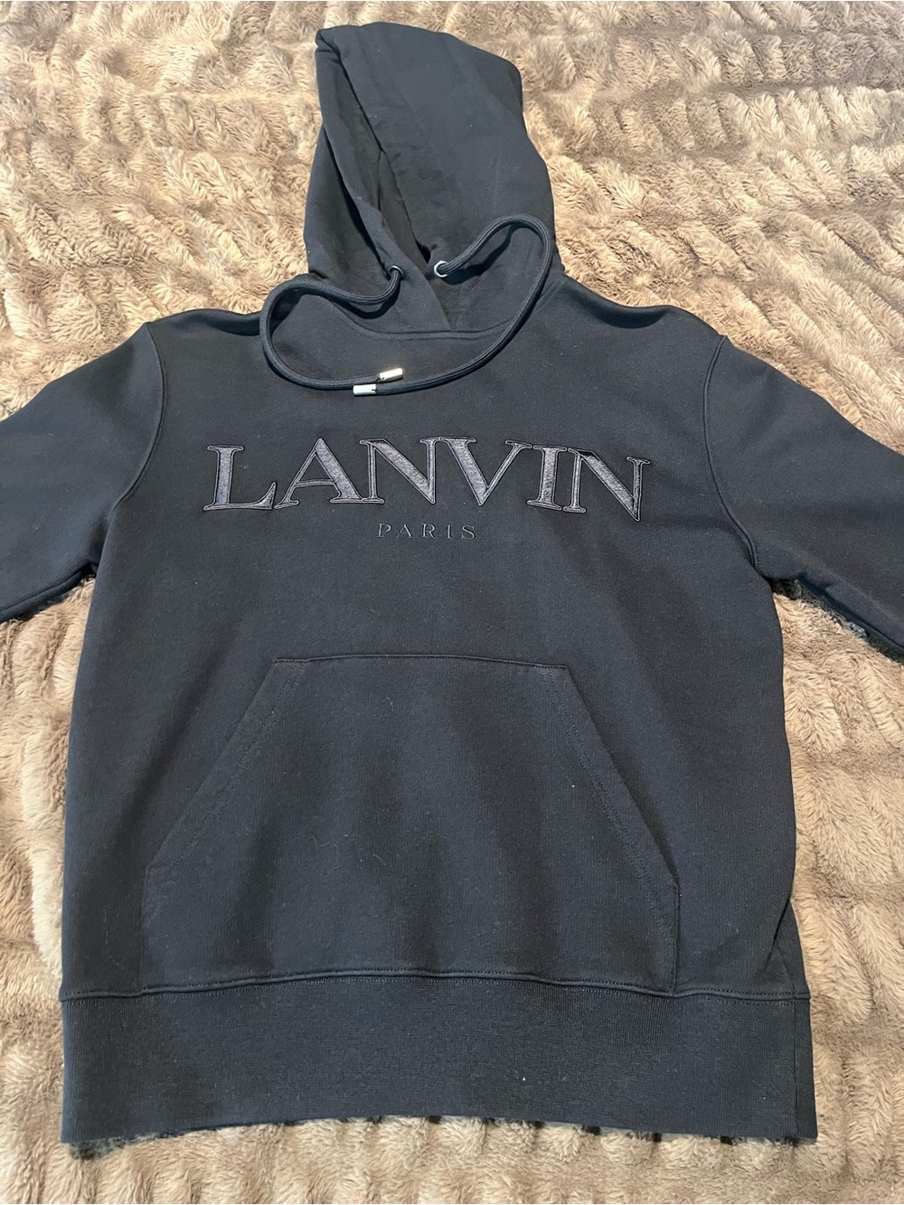 Lanvin Black Embroidered Logo Hooded Sweatshirt